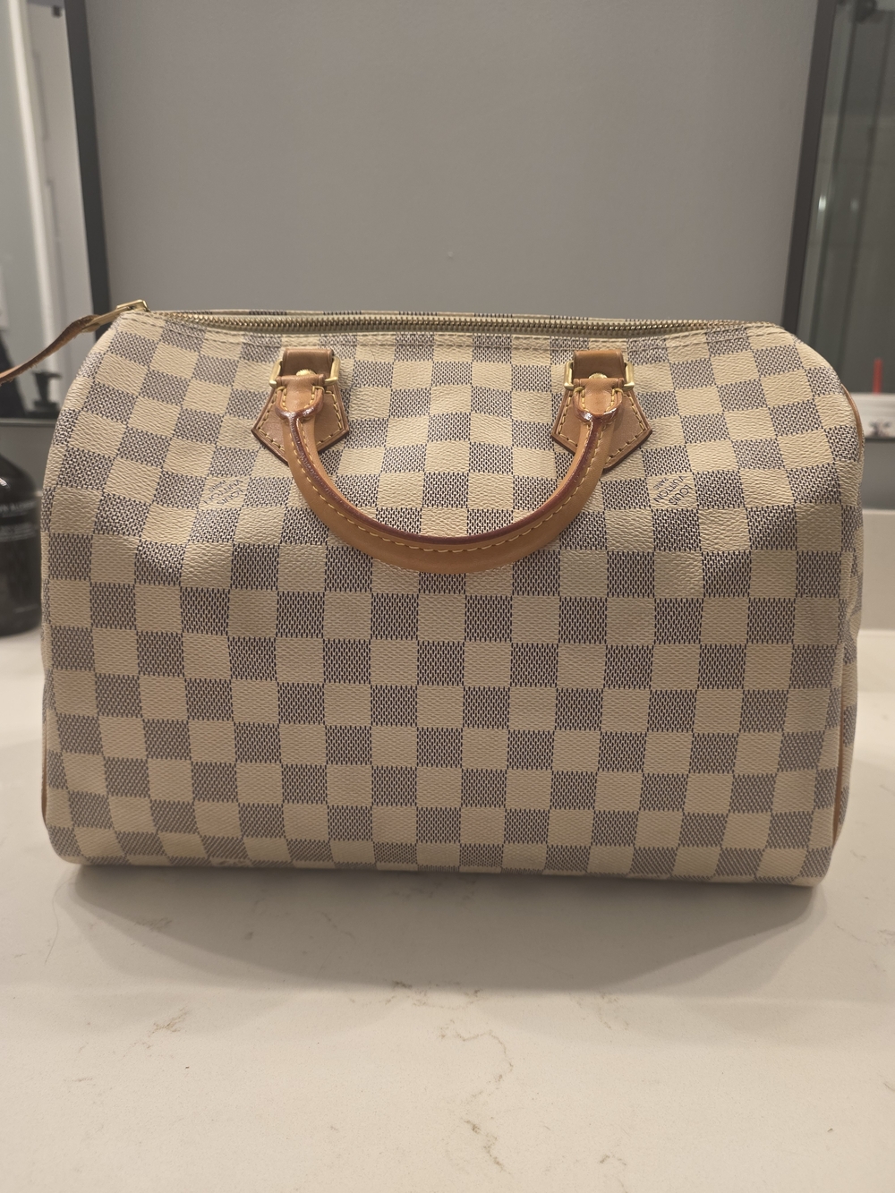 Louis Vuitton Speedy 30 Damier Azur Monogram Canvas Handbag